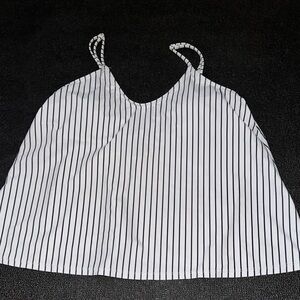 Striped dark blue  and White Women's swim top size large
